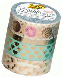 Ruban décoratif autocollant - Hotfoil or II : FOLIA Washi Tape Lot de 4 Photo