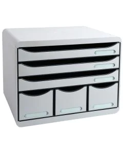 Caisson à 6 Tiroirs - Gris lumière : EXACOMPTA Store-Box MAXI modèle