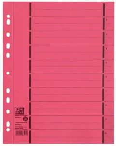 OXFORD : Lot de 100 intercalaires en carton - 240 x 300 mm - Rouge 400004670 