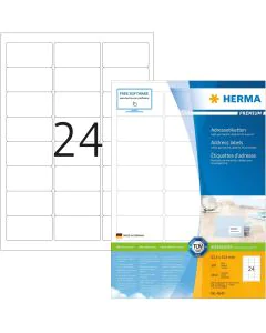 Étiquettes adhésives - 63,5 x 33,9 mm - Blanc : HERMA Premium Lot de 2400 Image