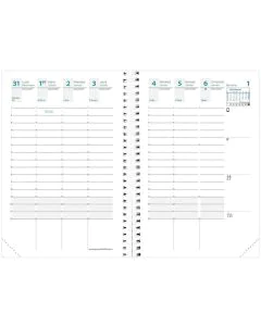 Agenda Semainier 2025 - 100 x 150 mm - Noir QUO VADIS Time et Life Pocket intérieur
