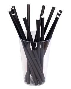 Pailles en papier - 210 mm - Noir : PAP STAR Pure Lot de 100 Modèle