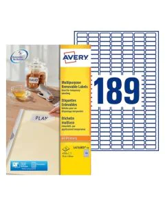 Étiquettes amovibles Blanc - 25,4 x 10 mm AVERY L4731REV-25
