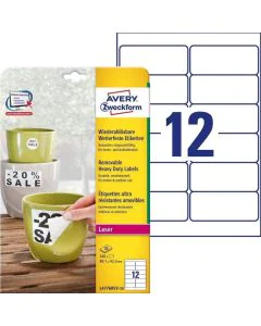 Étiquettes ultra résistantes amovibles - 99,1 x 42,3 mm : AVERY Lot de 240 Visuel