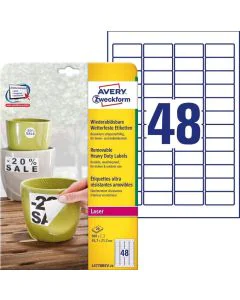Étiquettes ultra résistantes amovibles - 45,7 x 21,2 mm : AVERY Lot de 960 Image