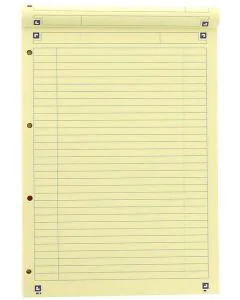 Bloc-Notes ligné avec marge et perforé A4  jaune OXFORD