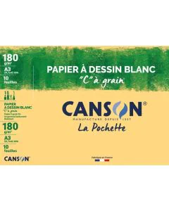 Papier à dessin Blanc C à grain A3 - 180 g CANSON Lot de 10