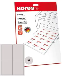 Étiquettes adhésives universelles - 105 x 148 mm - Blanc : KORES Lot de 100