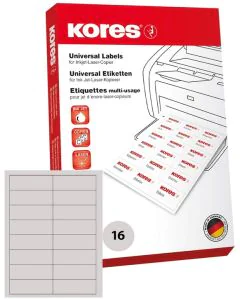 Étiquettes adhésives universelles - 105 x 37 mm - Blanc : KORES Lot de 1600