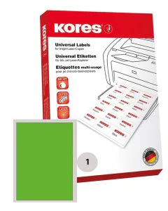 Lot de 100 étiquettes adhésives - Vert - 210 x 297 mm : KORES Visuel