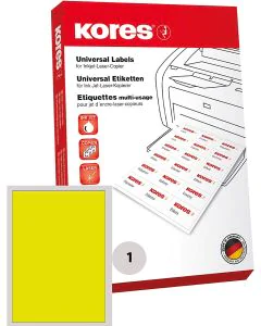 Lot de 100 étiquettes adhésives - Jaune - 210 x 297 mm : KORES Image