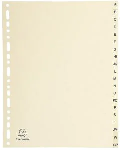 Photo Jeu de 20 Intercalaires alphabétiques en carte - 225 x 297 mm - A4 EXACOMPTA Image