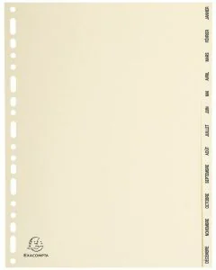 Photo Jeu de 12 Intercalaires mensuels en carton - A4 EXACOMPTA Image
