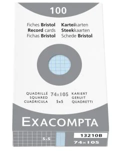 Photo Fiches Bristol quadrillées - 74 x 105 mm - Bleu azur EXACOMPTA Image
