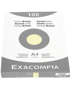 Photo Fiches Bristol quadrillées - 210 x 297 mm - Jaune EXACOMPTA Image