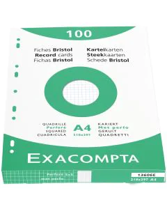 Photo Fiches Bristol quadrillées et perforées - 210 x 297 mm - Blanc EXACOMPTA Image