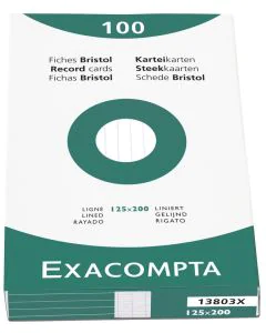 Photo Fiches Bristol lignées - 125 x 200 mm - Blanc EXACOMPTA Image