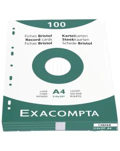 Photo Fiches Bristol lignées - 210 x 297 mm - Blanc EXACOMPTA Image