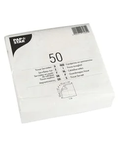 Lot de 50 Serviettes en papier 2 couches - Blanc PAP STAR Image
