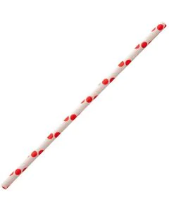 Photo Pailles en papier à pois - 197 mm - Rouge/Blanc NATURE STAR