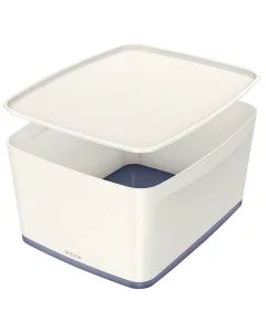 Photo Boîte de rangement WOW avec couvercle - 18 litres - Blanc / Gris LEITZ My Box