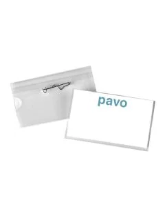 Photo Lot de 50 Badges avec épingle torsadée - 60 x 40 mm : PAVO