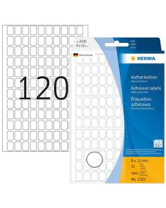 Photo HERMA Etiquettes adhésives - 8,0 x 12,0 mm - Blanc
