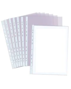 Photo Lot de 100 Pochettes perforées en PP 0,08 mm - A4 : PRO-Office image