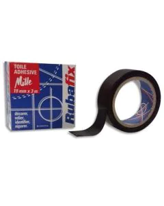 Photo RUBAFIX : Ruban adhésif  toile - Noir - 19 mm x 3 m