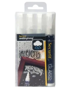 Feutre à craie liquide Waterproof 2 - 6 mm - Blanc : SECURIT Lot de 4 Image