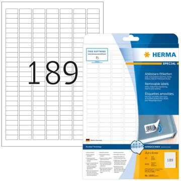 HERMA : Étiquettes adhésives blanches - Multi-usages - 25,4 x 10,0 mm - 10001