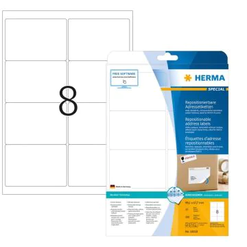 HERMA : Étiquettes adhésives blanches - Multi-usages - 10018 - 99,1 x 67,7 mm