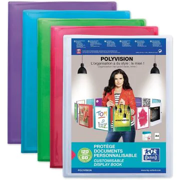 Protège-Documents Personnalisable de 120 Vues - Assortiment : OXFORD Polyvision Visuel