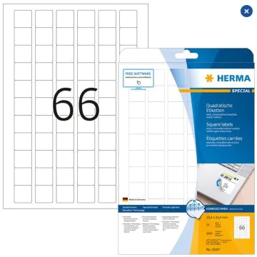 HERMA Étiquettes adhésives blanches amovibles - 25,4 x 25,4 mm 10107
