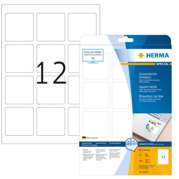 HERMA : Étiquettes adhésives repositionnables blanches - 60 x 60 mm 10109