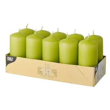Bougies cylindriques -  Kiwi 40 mm : PAP STAR Lot de 10 image