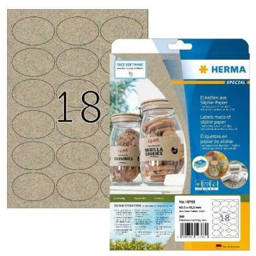 Étiquettes adhésives ovales - 63,5 x 42,3 mm - brun naturel HERMA Lot de 360 - photo
