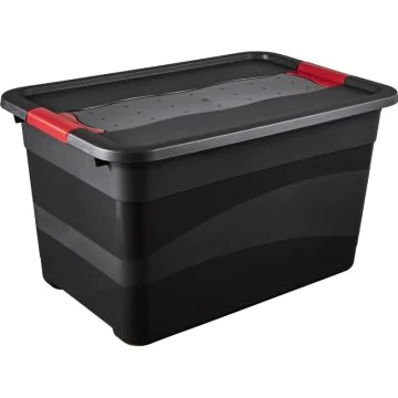 Grand bac de rangement avec couvercle - 52 litres - Graphite : KEEEPER Visuel