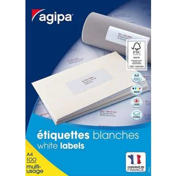 Étiquettes adhésives blanches - 70 x 25 mm : AGIPA Lot de 3300 image