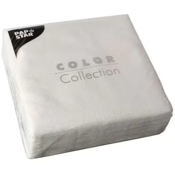 Photo PAP STAR : Lot de 100 serviettes de table unies - Blanc Décoration