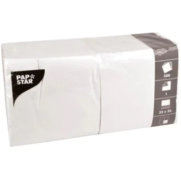 Serviettes en papier 1 couche - Blanc PAP STAR 12391