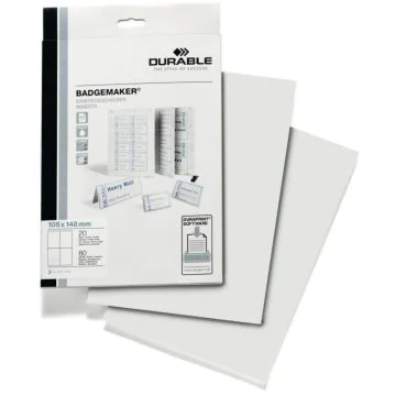 Bristols PC pour Badges - A6 : DURABLE Lot de 80 Modèle