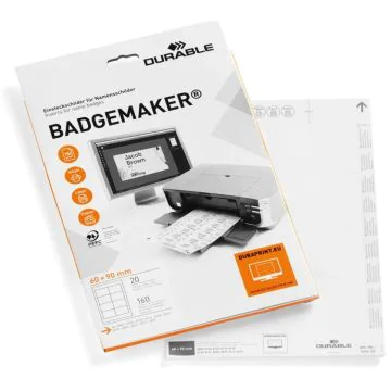 Bristols PC pour Badges - 90 x 60 mm : DURABLE Lot de 160 Visuel