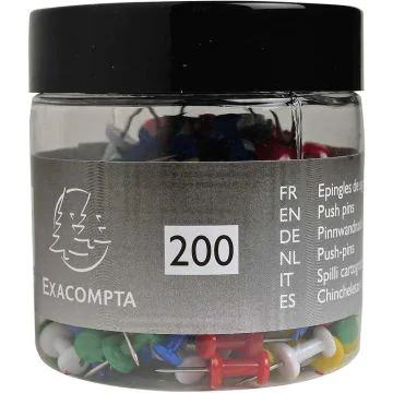 Exacompta 14769E Boite de 200 Punaises - Assortiment Push Pins 