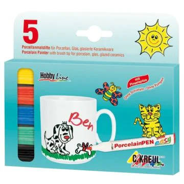 Lot de 5 marqueurs pour porcelaine - 1-3 mm - Assortiment : KREUL Visuel