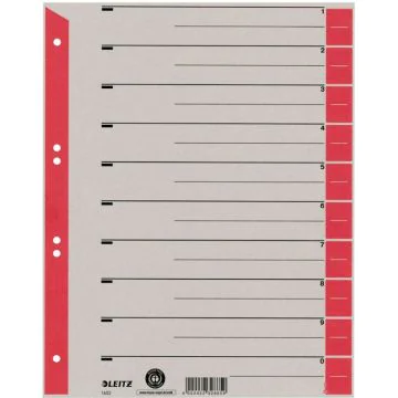 Photo Intercalaires en carton - 240 x 300 mm - 230g/m² - Gris/Rouge : LEITZ Lot de 100 - 1652-00-25