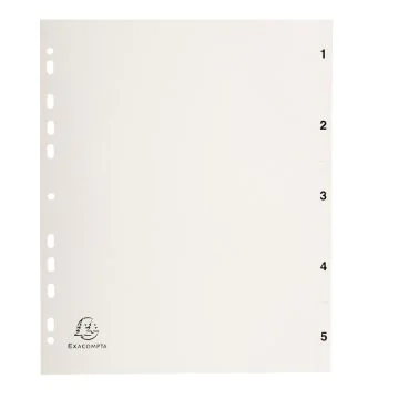 EXACOMPTA : Jeu de 5 intercalaires numériques en polypropylène 1 à 5 Classement