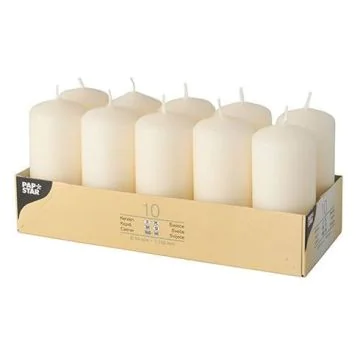 Bougies cylindriques - Crème 40 mm : PAP STAR Lot de 10 image