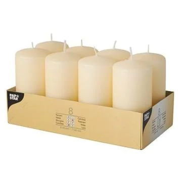 Bougies cylindriques - Crème 50 mm : PAP STAR Lot de 8 image