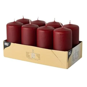 Bougies cylindriques - Bordeaux 50 mm : PAP STAR Lot de 8